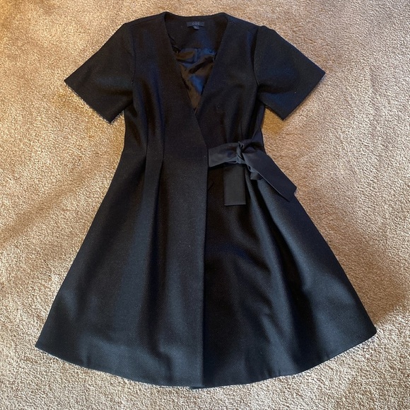 COS Dress Tweed Herringbone Wool Short Sleeve Wrap Dress Size 4 - Picture 2 of 13